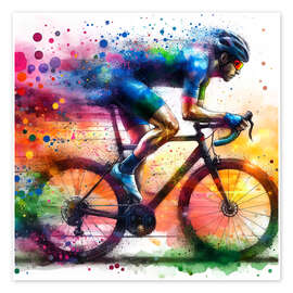 Wall art print Racing Cyclist at Full Speed II - nobelart