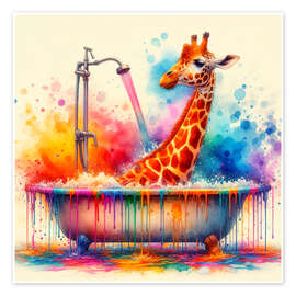 Wall art print Giraffe in the bathtub II - nobelart