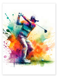 Wall art print Golf Player in Watercolour - nobelart