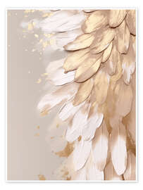 Wall art print Halo Feathers in Gold II - Bella Eve