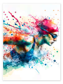 Wall art print Swimmer in Watercolor - nobelart