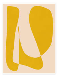 Wall art print Minimalist Aesthetic Modern Abstract Shapes in Yellow and Beige - apricot and birch