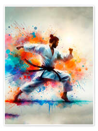 Wall art print Karate Martial Art in Watercolour - nobelart