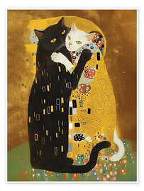 Wall art print Kitty Klimt Kiss - Dikhotomy