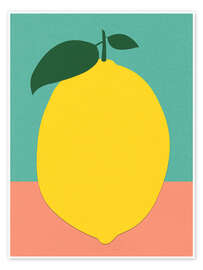 Wall art print Lemon With Two Leaves - Rosi Feist
