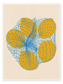 Wall art print Five Lemons In A Net Bag - Rosi Feist