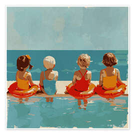 Wall art print Happy Times in the Pool - Layla Oz