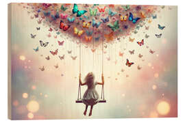 Wood print Dreamflight on Butterfly Wings - Michael artefacti