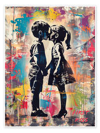Wall art print First Kiss, Street Art Graffiti - Frank Daske