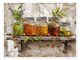 Wall art print Summer on the kitchen shelf - DejaReve