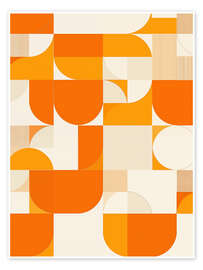 Wall art print Orange Bauhaus Pattern - Frank Daske