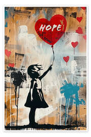 Wall art print Hope - Girl with red balloon - Frank Daske