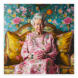 Wall art print The Queen on the sofa - DejaReve
