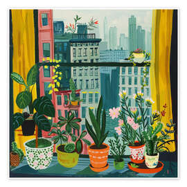 Wall art print New York through my plants - DejaReve