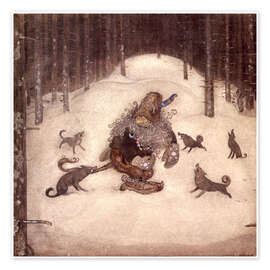 Wall art print Troll and wolves - John Bauer