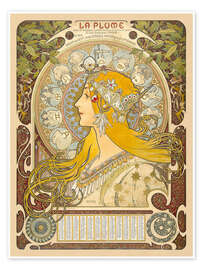 Wall art print La Plume - Zodiac, 1896 - Alfons Mucha