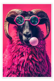 Wall art print Pink Pop Art Aries enjoys life - Frank Daske