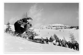 Wall art print Skier Rosmarie Bleuer, 1948 In St. Moritz - Vintage Ski Collection