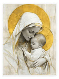 Wall art print Saint Mary and baby Jesus - DejaReve