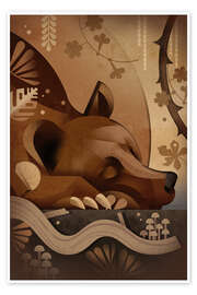 Wall art print Brown bear in winter sleep - Dieter Braun