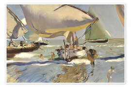 Wall art print Boats On The Shore, 1909 - Joaquín Sorolla y Bastida