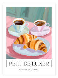 Wall art print Petit Déjeuner - Croissant, Café, Détente - Ohkimiko