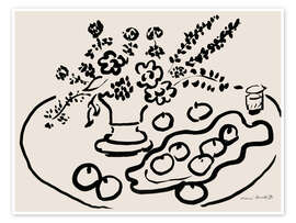 Wall art print Still Life with Flower Vase and Fruit Plate, 1947 - Henri Matisse