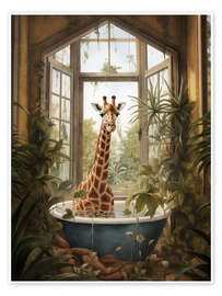 Wall art print Giraffe in jungle bathroom - Olga Telnova