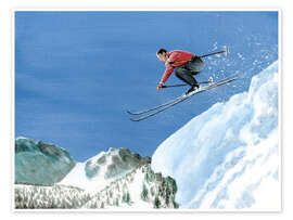Wall art print Ski Jumper with Red Sweater - Sarah Morrissette