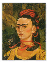 Wall art print Self-Portrait With Monkey, 1940 - Frida Kahlo