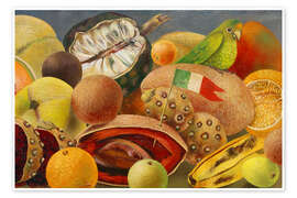 Wall art print Still Life with Parrot and Flag - Frida Kahlo