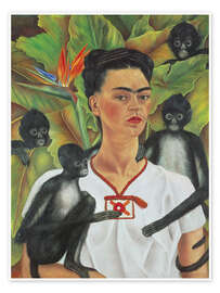 Wall art print Self-portrait with monkey, 1943 - Frida Kahlo