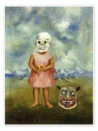 Wall art print She Plays Alone or Girl With Death Mask - Frida Kahlo