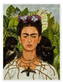 Wall art print Self-Portrait With Thorn Necklace and Hummingbird, 1940 - Frida Kahlo
