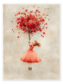Wall art print Red Flower Bouquet - Annika Persson