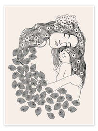 Wall art print Klimt, Mother and Daughter - CatsAndDotz