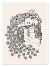 Wall art print Klimt, Mother and daughters - CatsAndDotz