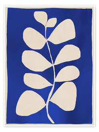 Wall art print Abstract minimal plant in cobalt blue - ThingDesign