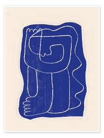 Wall art print Abstract line art Figure in Cobalt Blue - ThingDesign