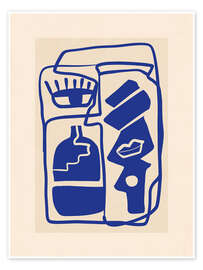 Wall art print Modern Minimal Shapes in Cobalt Blue - ThingDesign