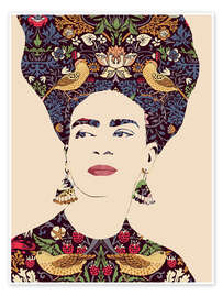 Wall art print Mexican Icon With Flowers and Birds - CatsAndDotz