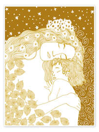 Wall art print Klimt, Mother and Boy - CatsAndDotz