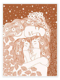 Wall art print Klimt, Mother And Girls - CatsAndDotz