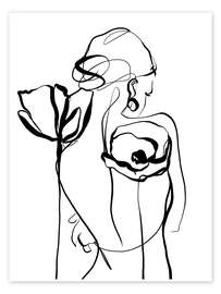 Wall art print Graceful Figure With Poppies - CatsAndDotz