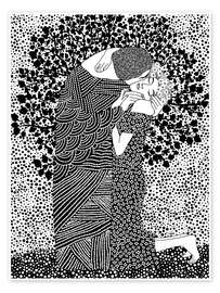 Wall art print The Kiss Black and White - CatsAndDotz