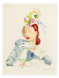 Wall art print Stylish Woman with Flower Hat, 1926 - Tamara de Lempicka