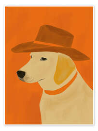 Wall art print Dog with Hat - ThingDesign