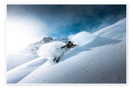 Wall art print Deep snow turns in the mountains - Lucas Tiefenthaler