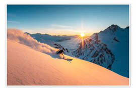 Wall art print Sunset skiing in Zürs am Arlberg - Lucas Tiefenthaler