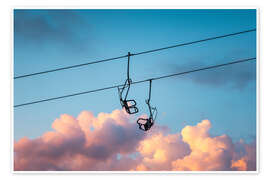 Wall art print Chairlift sunset clouds - Lucas Tiefenthaler